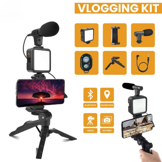 Ay-49 Vlogger Video Making Kits Vlog Microphone Led Fill Light Mini Tripod