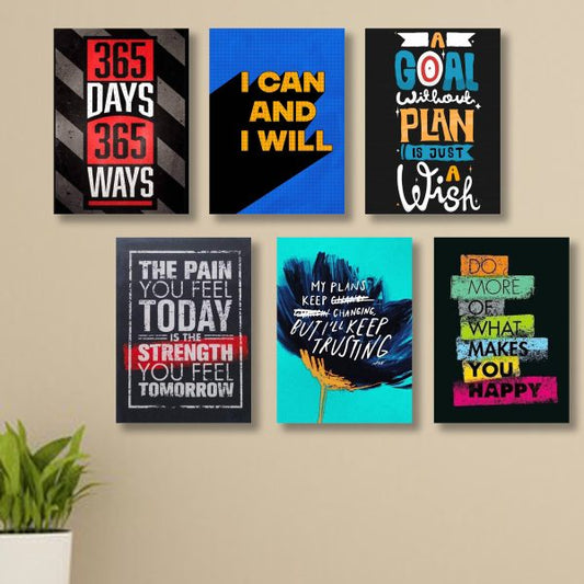 Set Of 6 Motivational Sticky Canvas Frames For Wall Decore